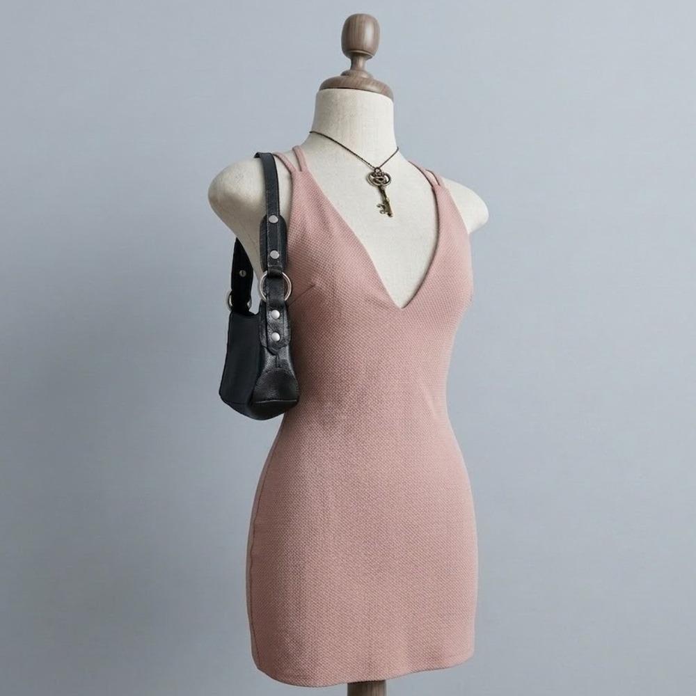 Light Pink fitted Bodycon dress Birthday Party Datenight Sexy LARGE